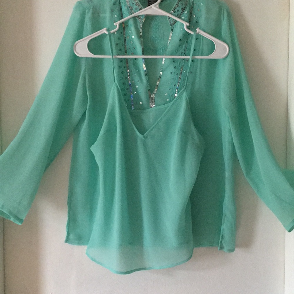 Cyan Blouse with top 💙💕